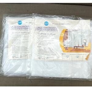 Vintage Sears Dacron Tailored Curtains White Sheer 44x54 Lot 2 Panels NOS NIP